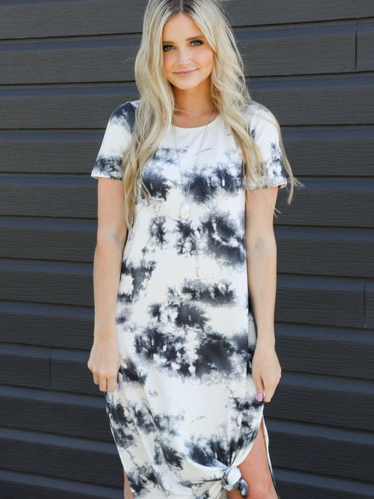 short sleeve tie dye maxi dress