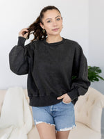 Acid Wash Fleece Oversized PulloverKnit tops