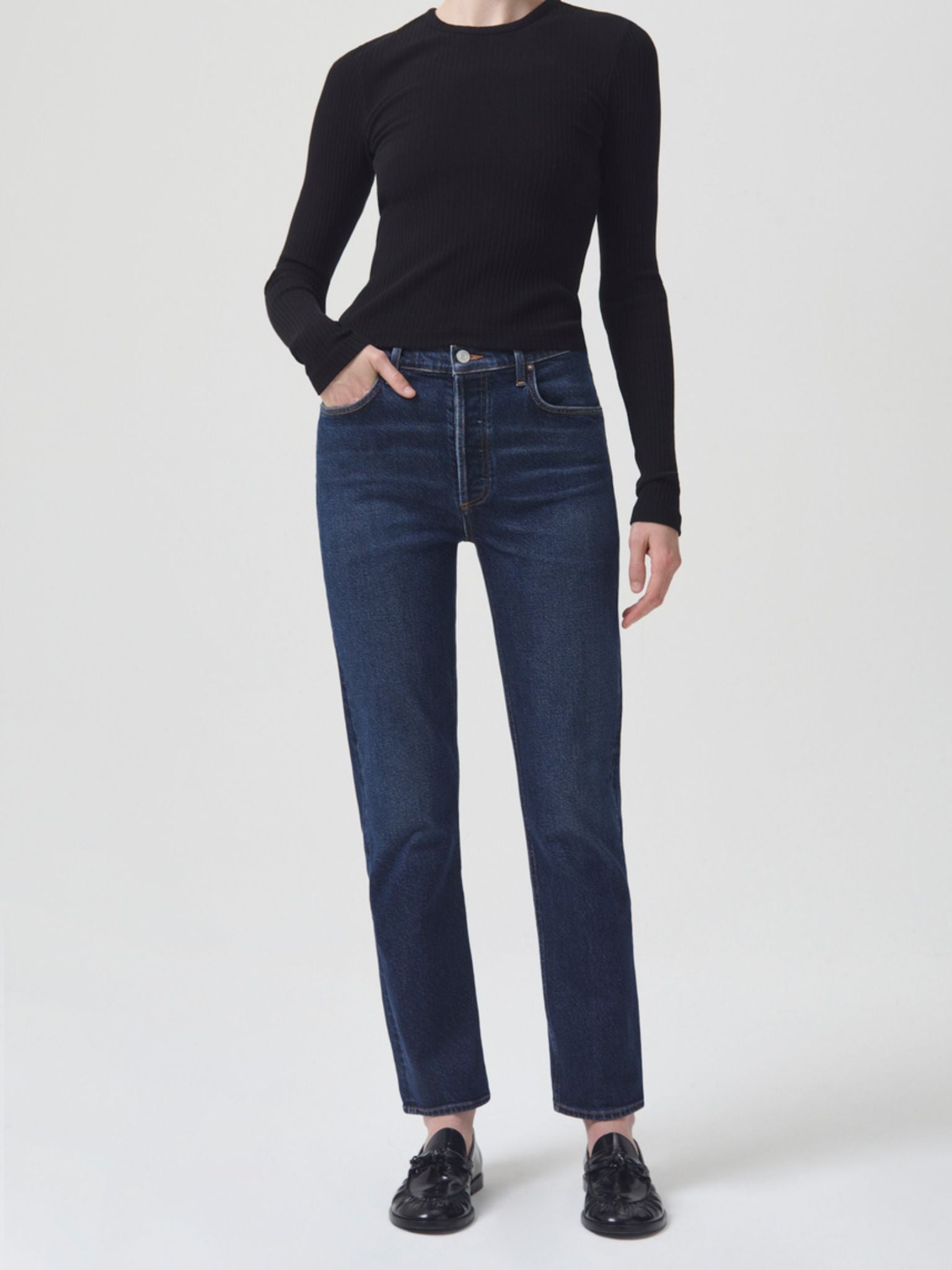 AGOLDE Song Pinch Kick Jean High Rise Dark Wash Jean Leela