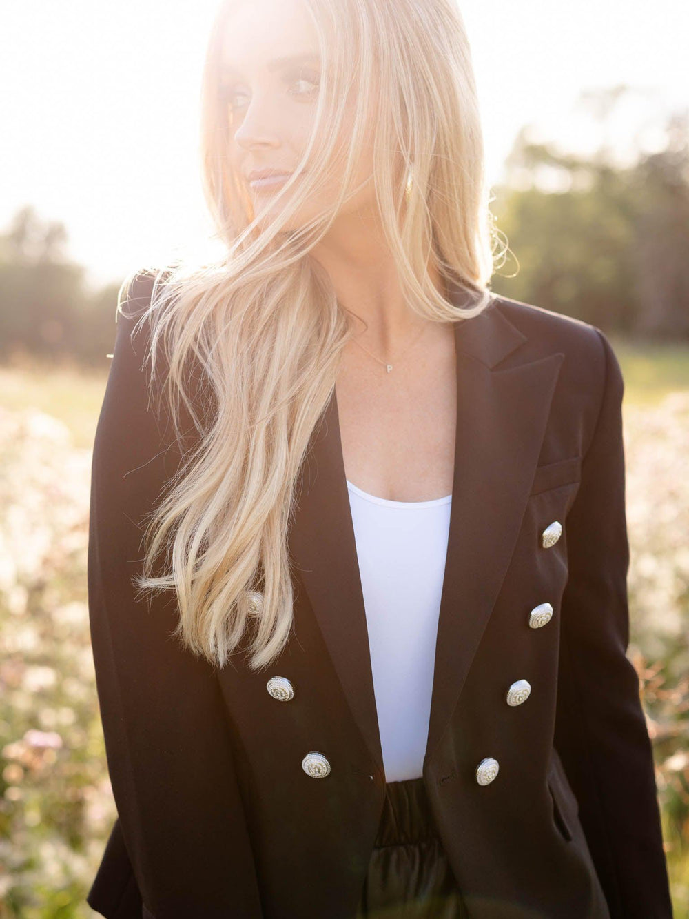 Generation Love-Generation Love Black Delilah Crepe Blazer - Leela and Lavender