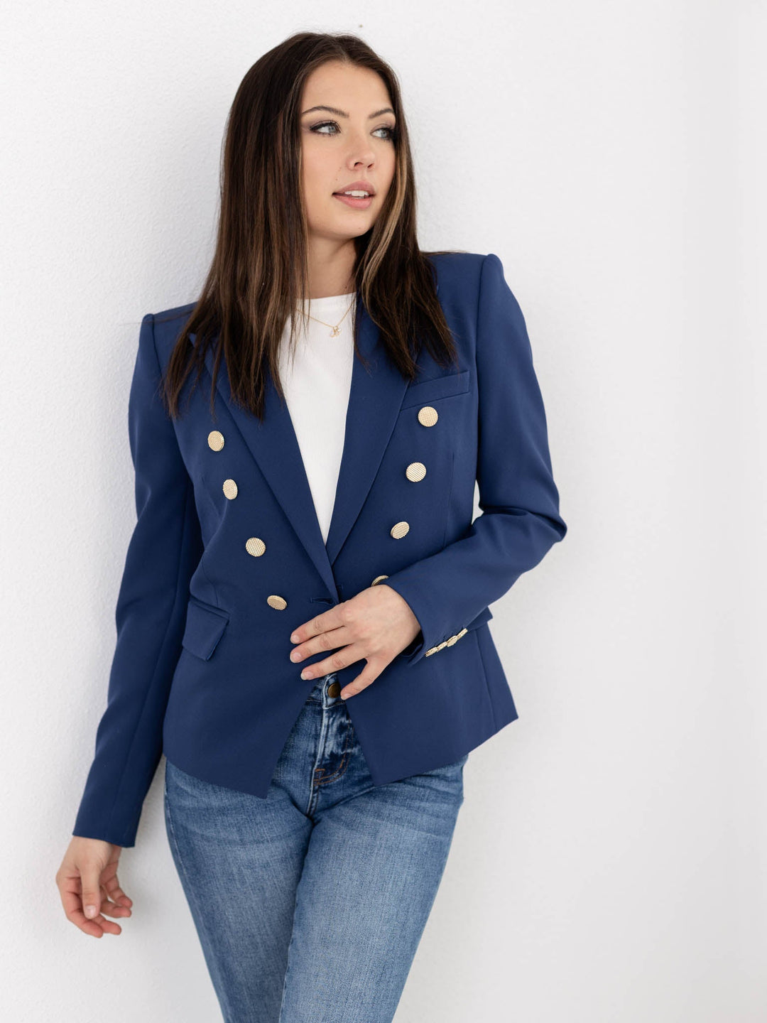 Generation Love-Generation Love Navy Amelia Crepe Blazer - Leela and Lavender