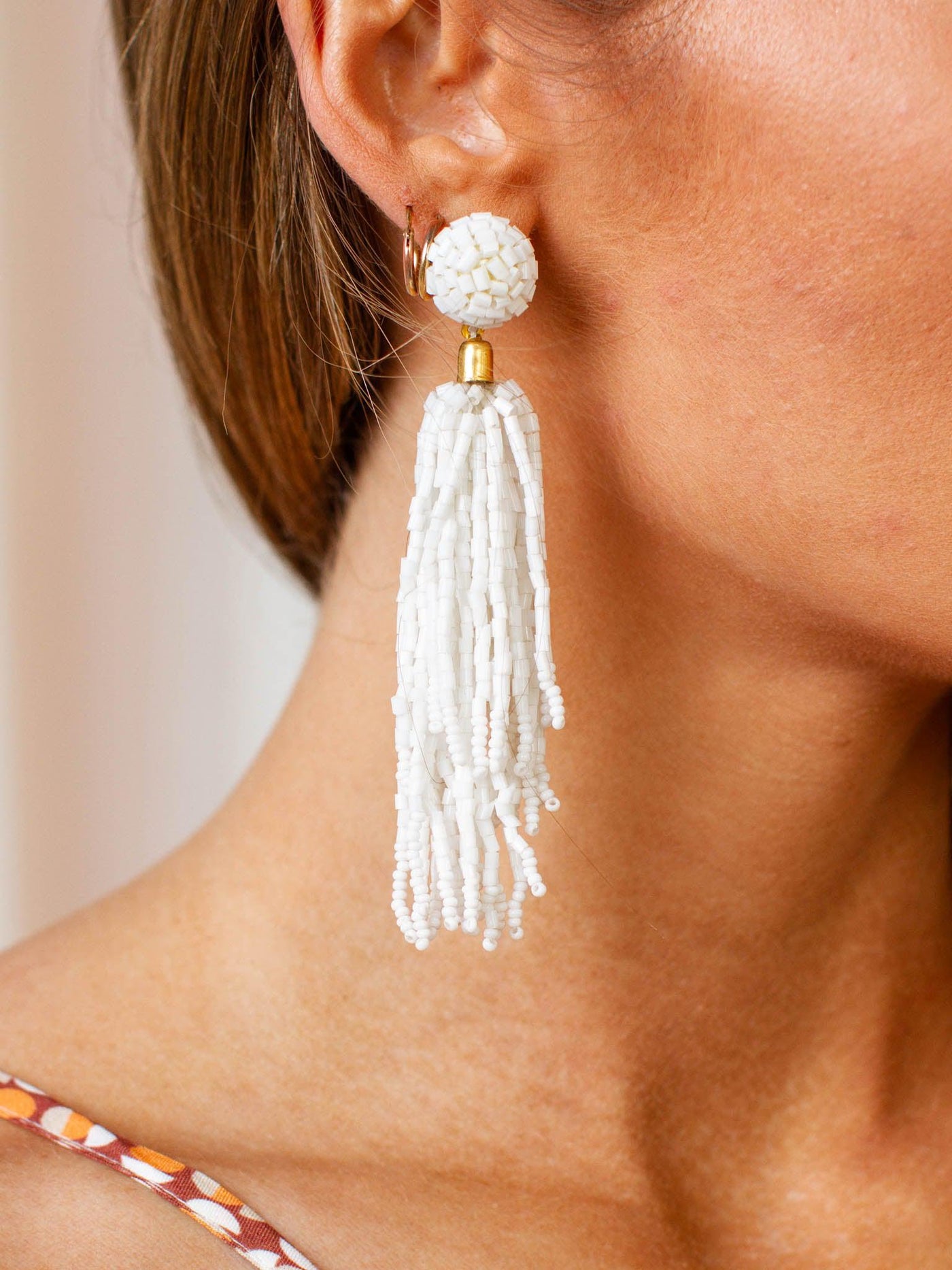 beaded white earring
