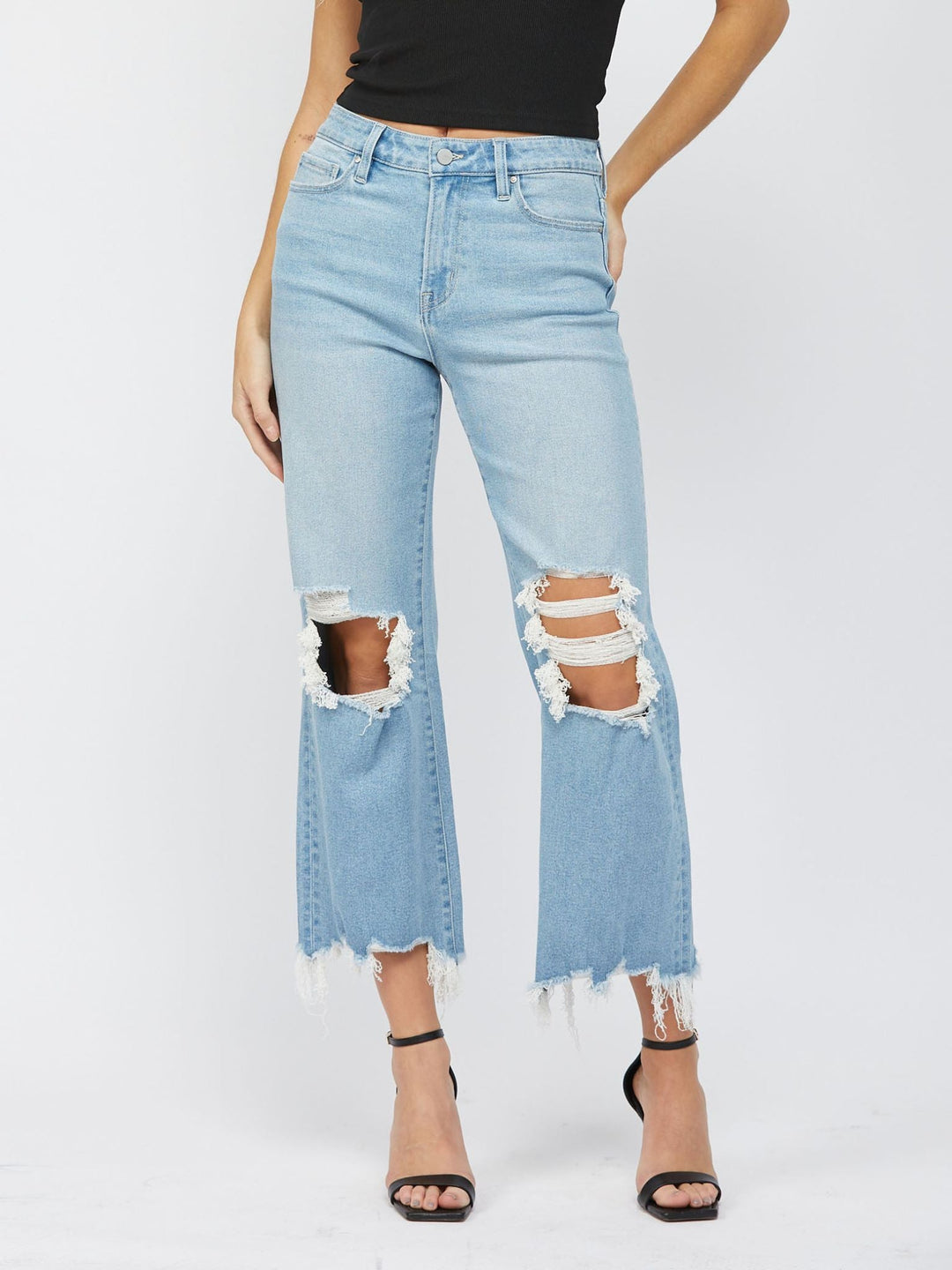 Mica Denim-MICA Dusty Indigo 90s Vintage Crop Flare - Leela and Lavender