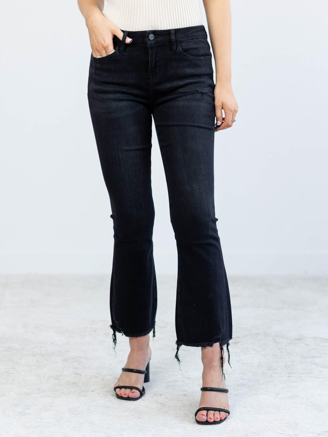 Mica Denim-Mica Nolana High Rise Crop Flare - Leela and Lavender