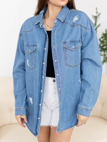 RISEN Relaxed Fit Denim ShirtWoven tops