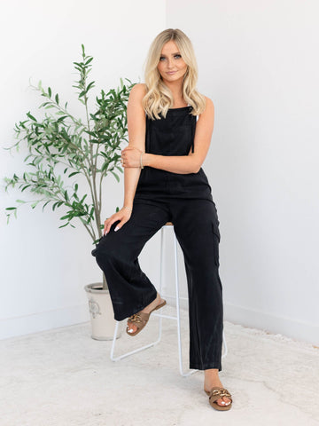 RISEN Wide Leg Tencel OverallsJumpsuits