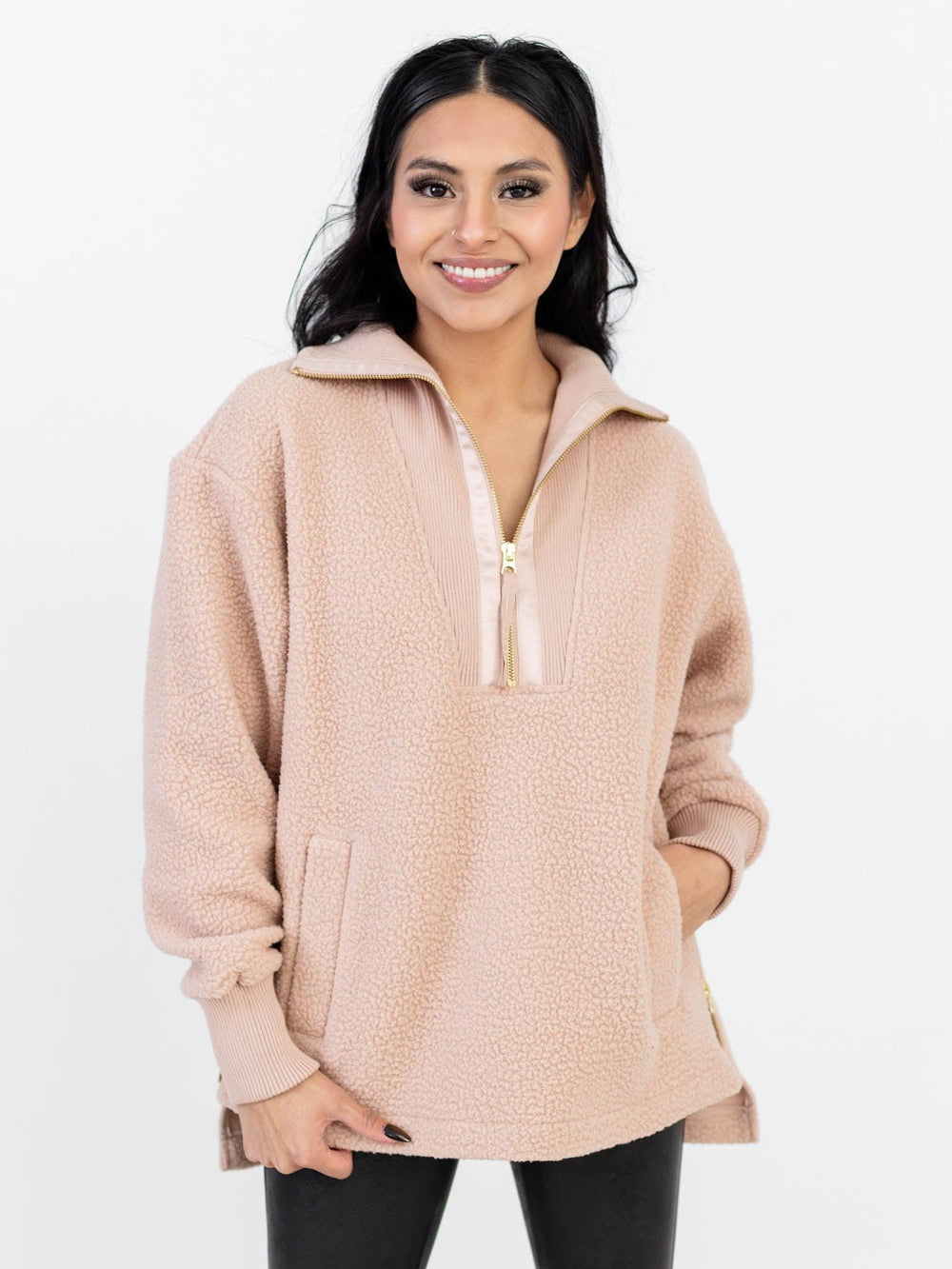 Thread & Supply Full Zip Sherpa Hooded Jacket Women's Size Small Color  Mushroom