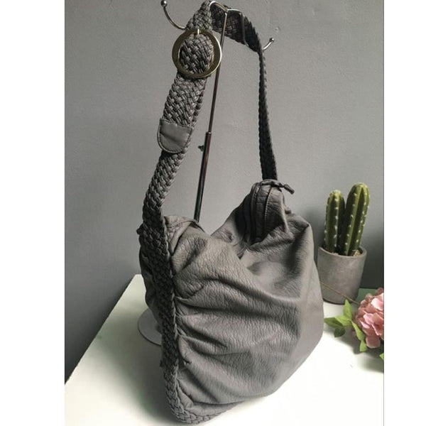 slouchy vegan leather hobo bag