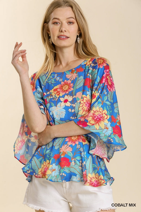 Umgee Floral Print Peplum Top – The Clothing Loft Boutique