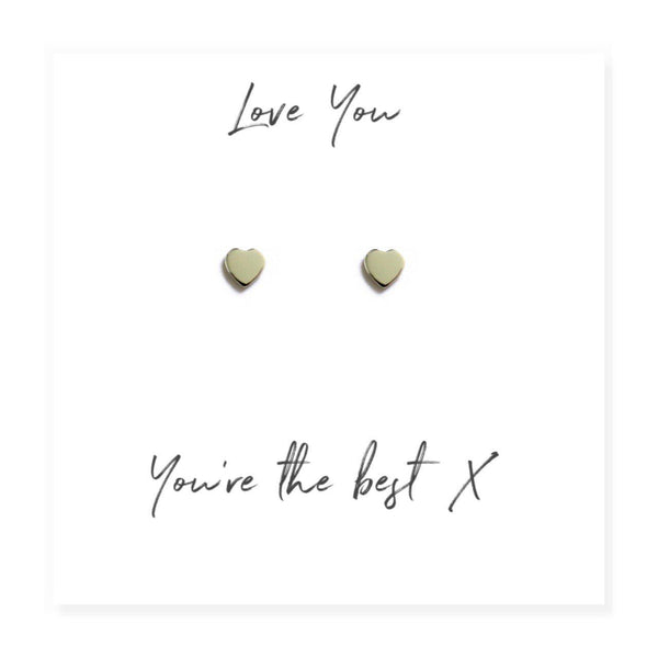 Heart Earrings with different card messages - Message Reads "Love You You're The Best"
