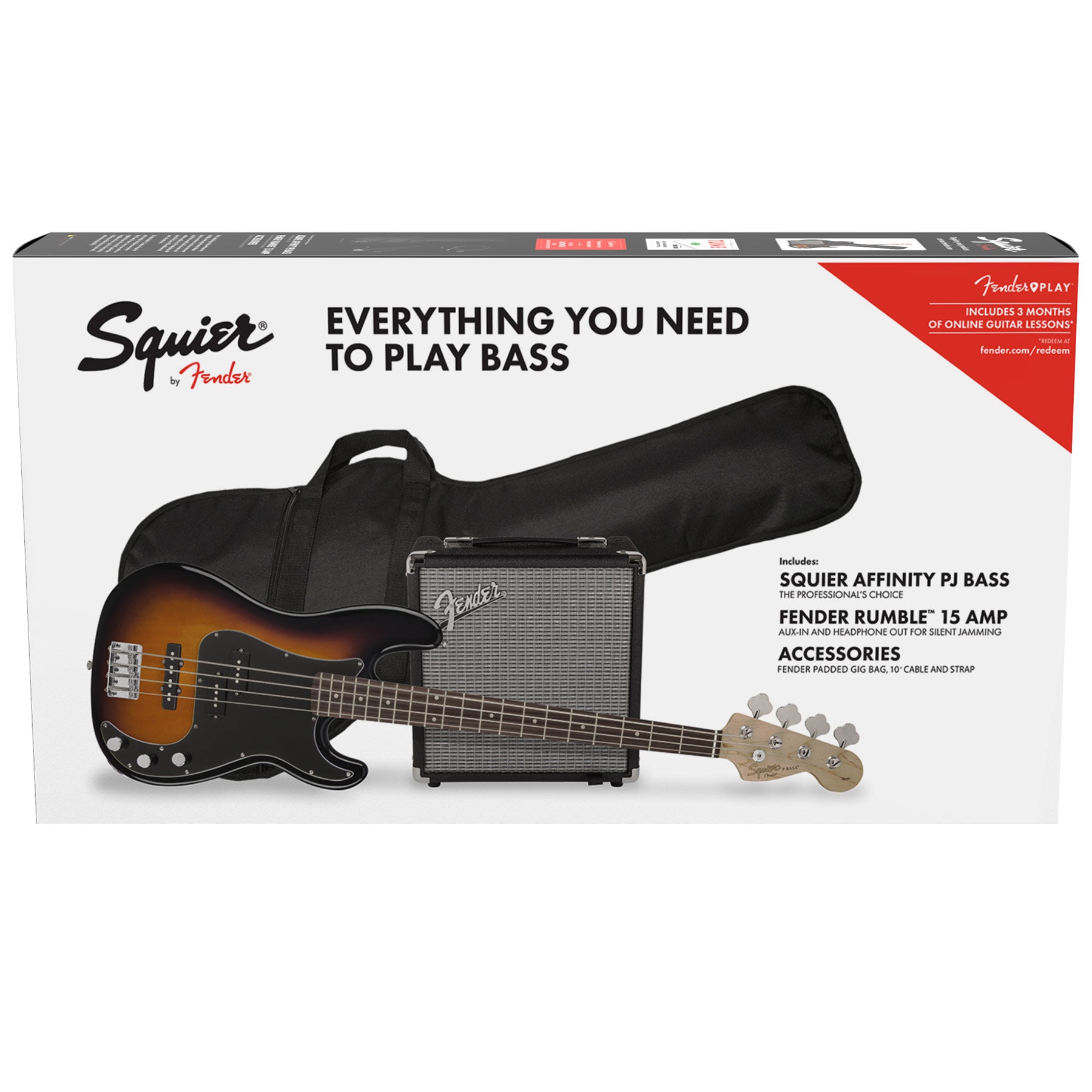 SQUIER AFFINITY SERIES PRECISON BASS PJ PACK - BROWN SUNBURST W