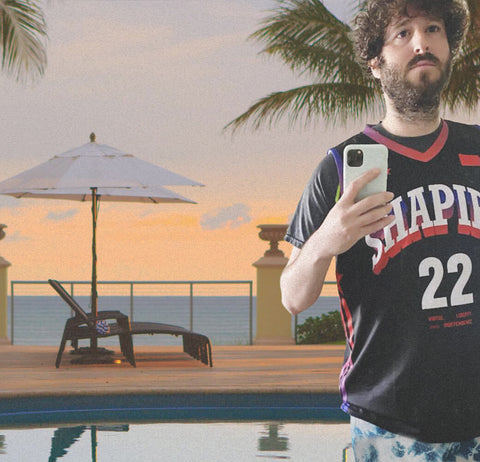 lil dicky in the blue storm mesh shorts