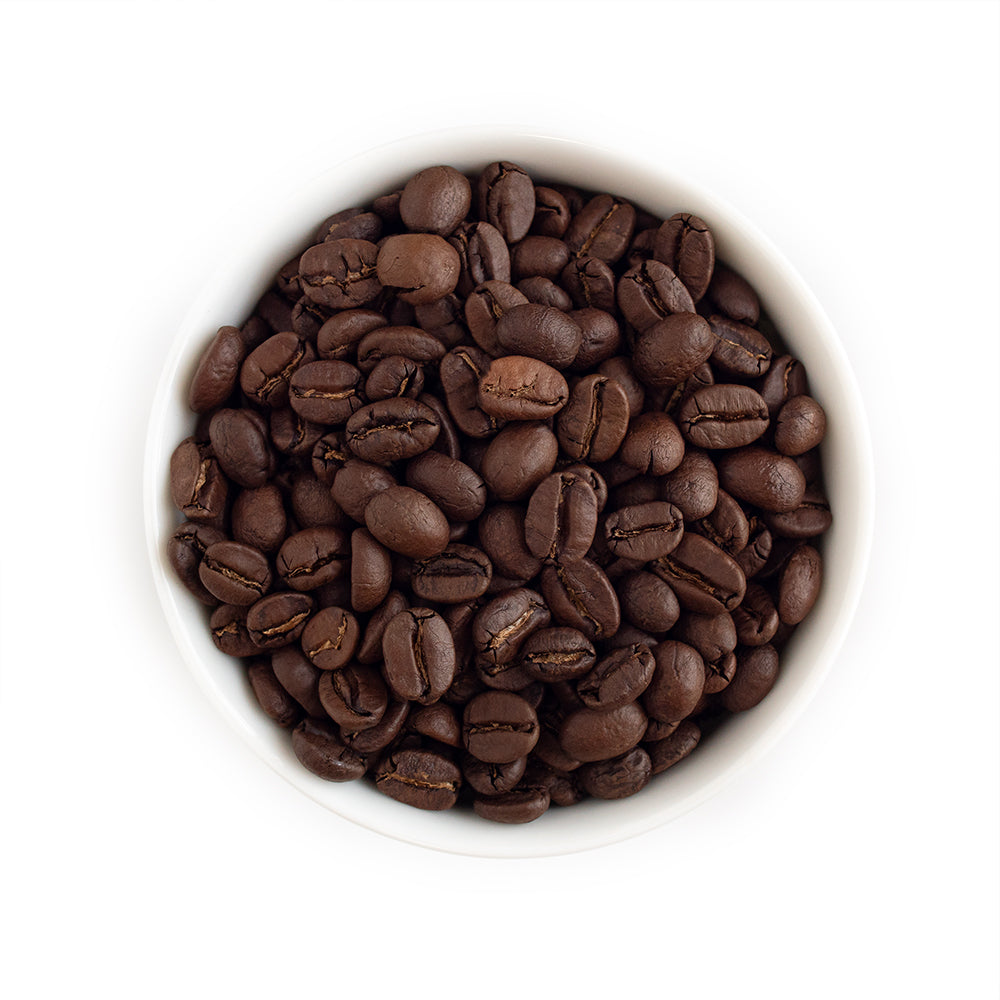 A bowl of Full City Roast coffee beans.