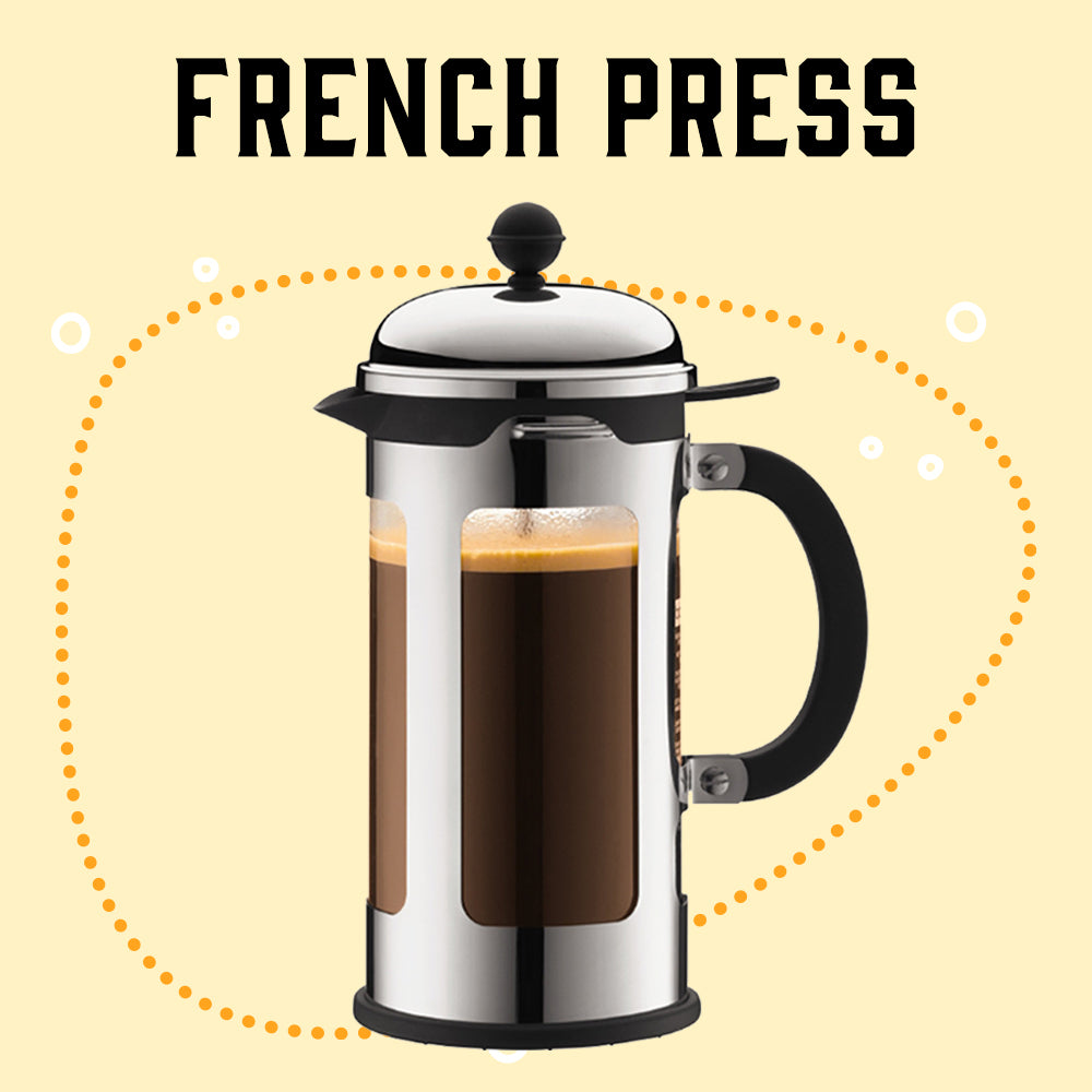 A Bodum Chamboard 8 Cup French Press with Sketched Background