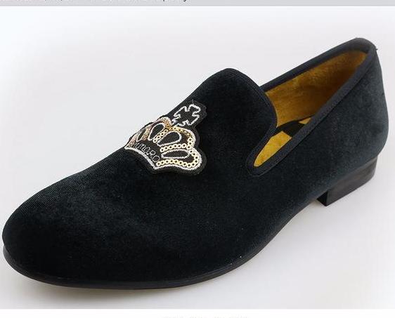 men's embroidered velvet slippers