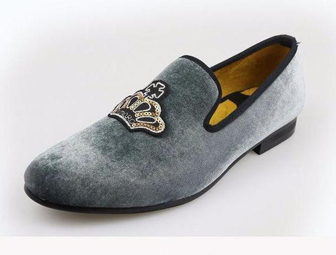 Black or Gray Velvet Loafers. Hand 