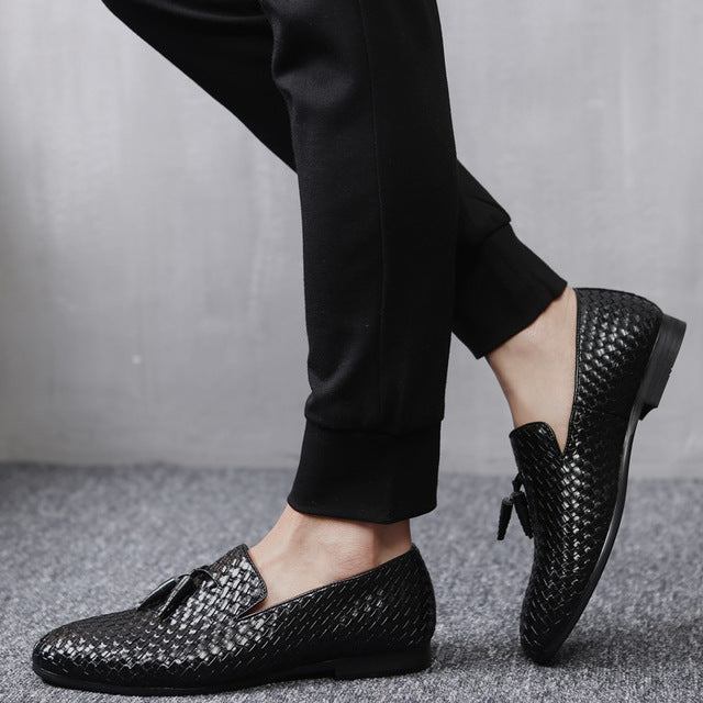 woven tassel loafers