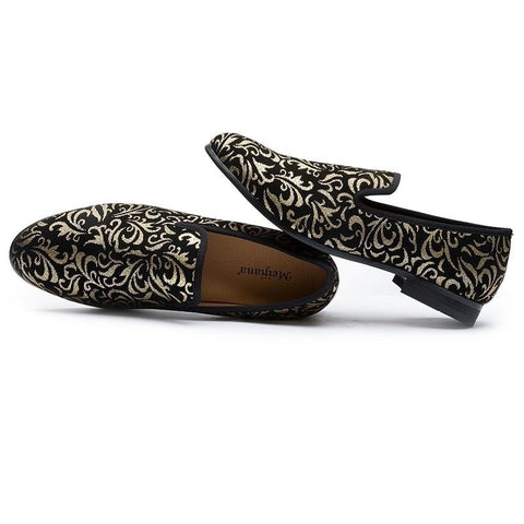 mens black and gold loafers