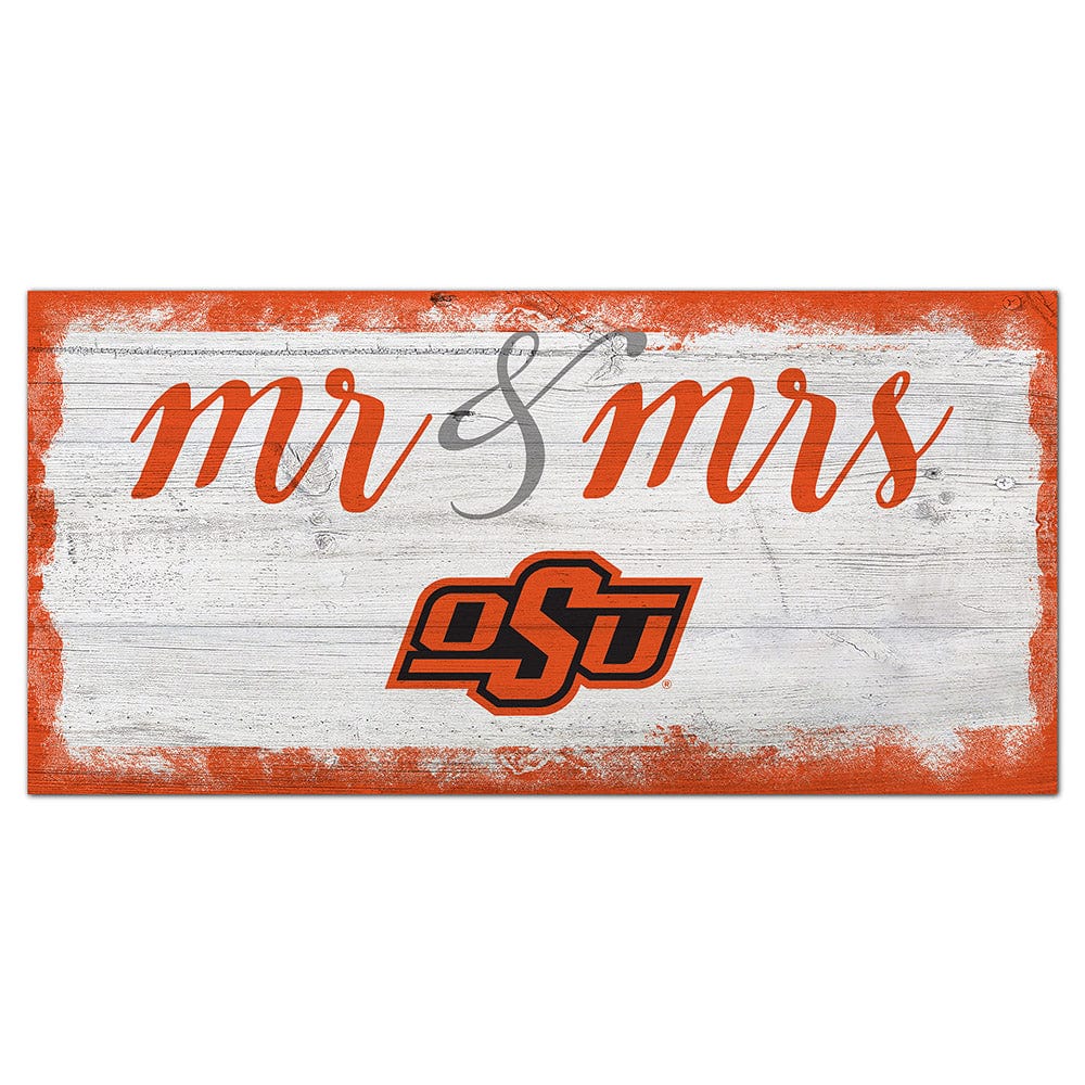 Oklahoma State Script Mr & Mrs 6x12 Sign