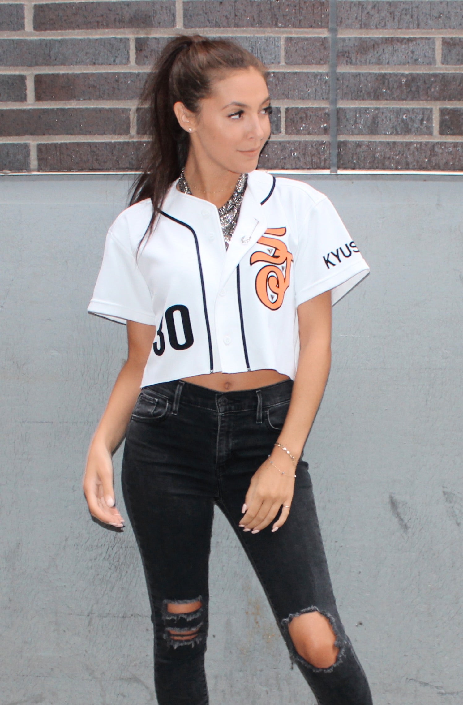 cropped baseball jersey