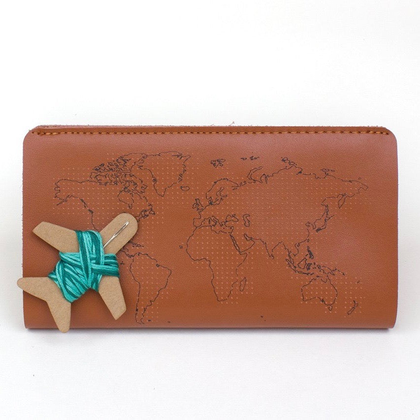 Stitch Where You've Been Travel Wallet in Black Vegan 