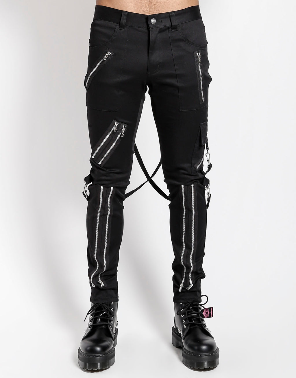 Dex Black Tape Slim Faux Leather Pant - Underground Clothing