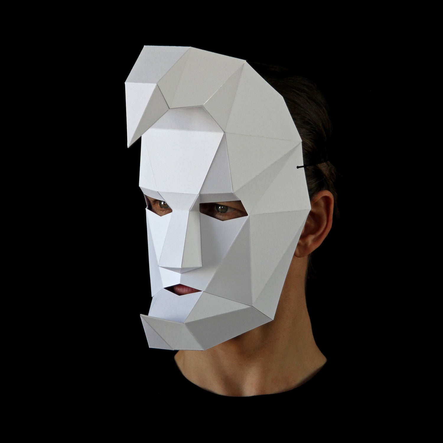Moon Paper Mask | Low-poly Papercraft Masks By Ntanos