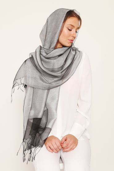 DOUBLE LAYER SILK HIJAB SILVER - Store WF