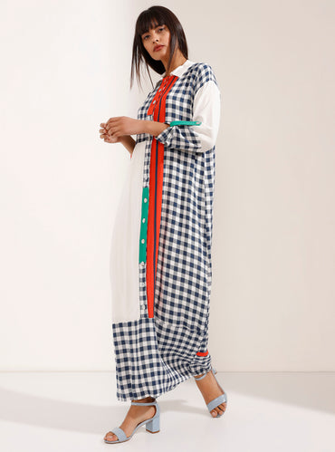 Artsy Maxi Dress with Shirt Collar and Buttons - Store WF