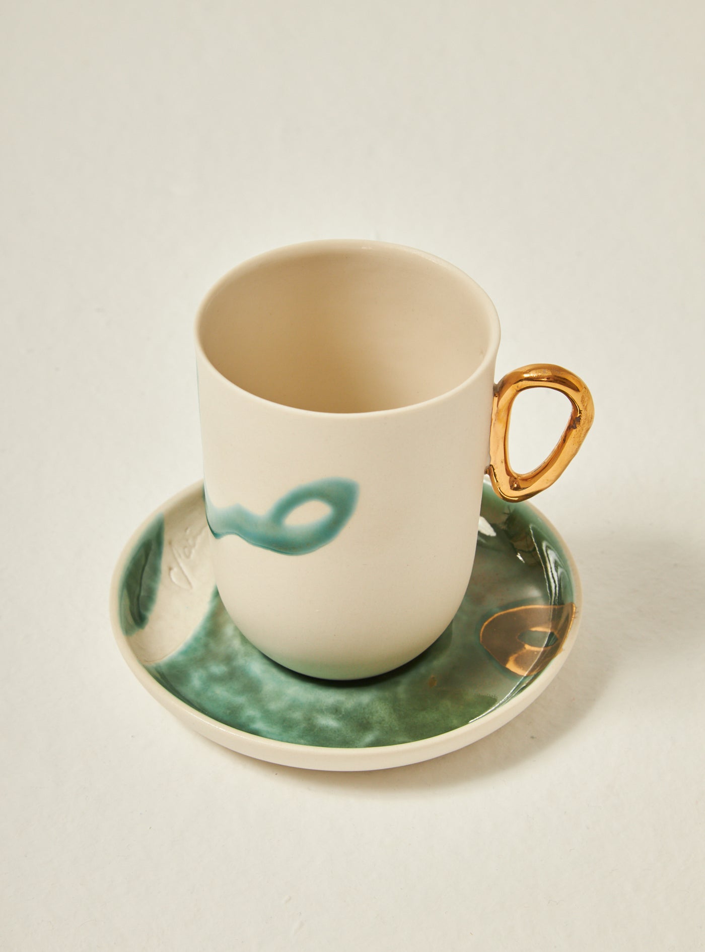 Handmade Green Detailed Coffe Mug