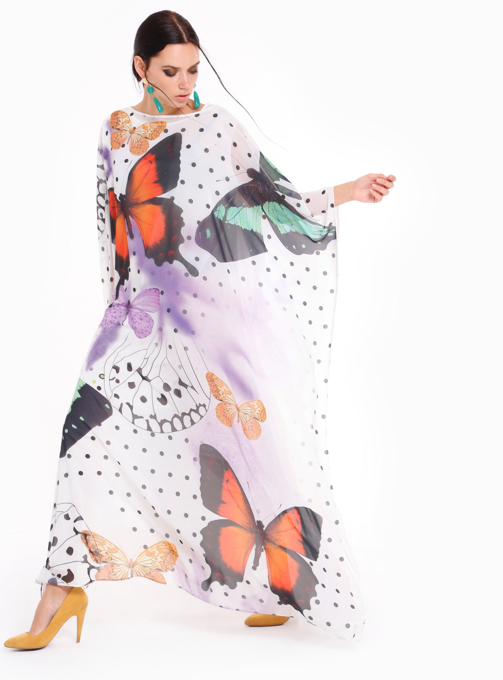 butterfly kaftan dress