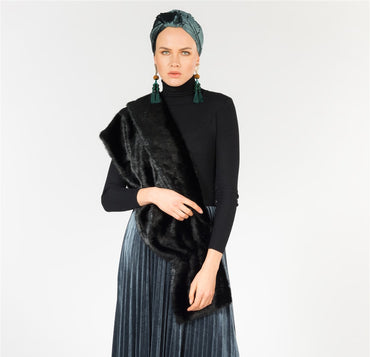 BLACK FAUX FUR SCARF - Store WF