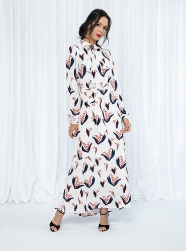 PUSSY BOW MAXI DRESS - Store WF