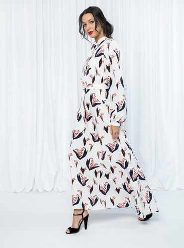 PUSSY BOW MAXI DRESS - Store WF