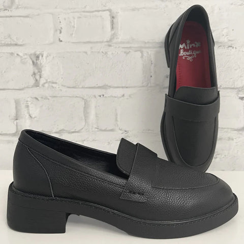 classic loafer, Lee Lee Black leather loafer