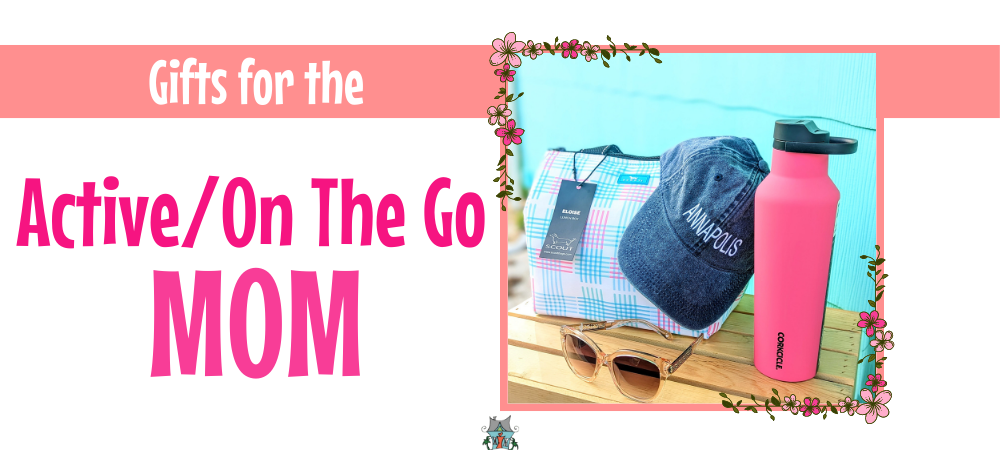 Mother's day gift ideas for active moms or mom on the go run hats tumblers sold at The Painted Cottage Edgewater, Maryland