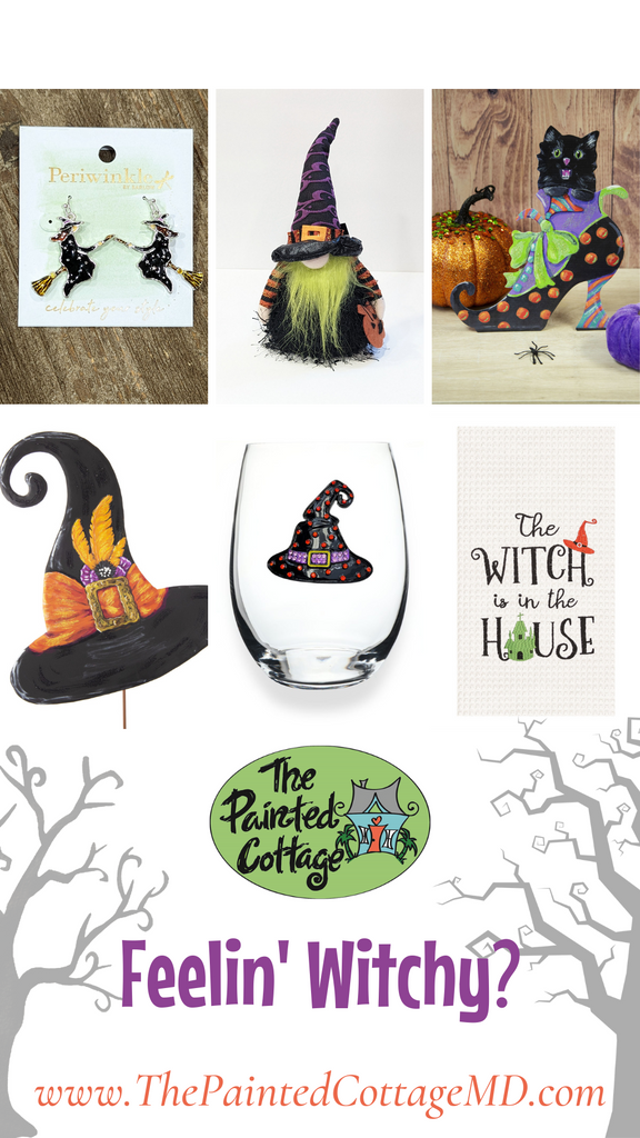 shop witch halloween home decor at the painted cottage located in edgewater below annapolis, maryland