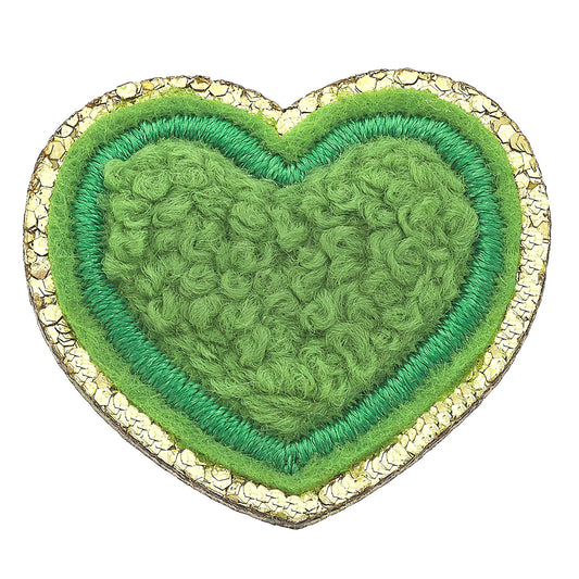 CHENILLE LARGE GLITTER HEART PATCH