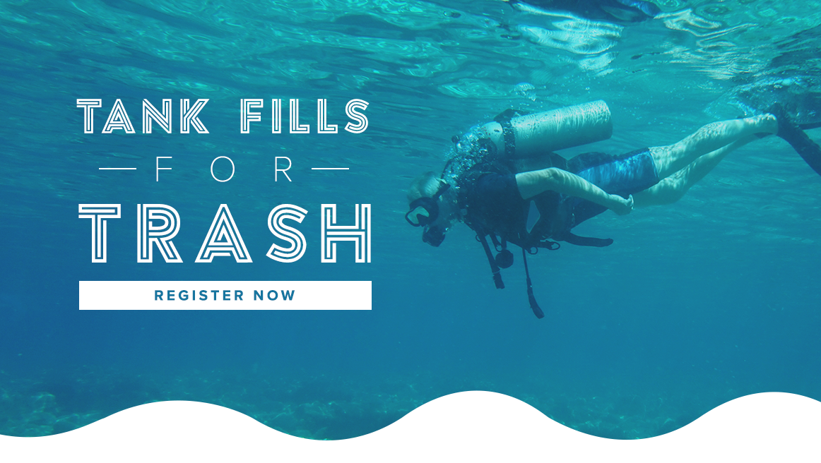 Tank fills for trash scuba divers collecting rubbish
