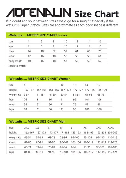 Juniors And Womens Size Chart