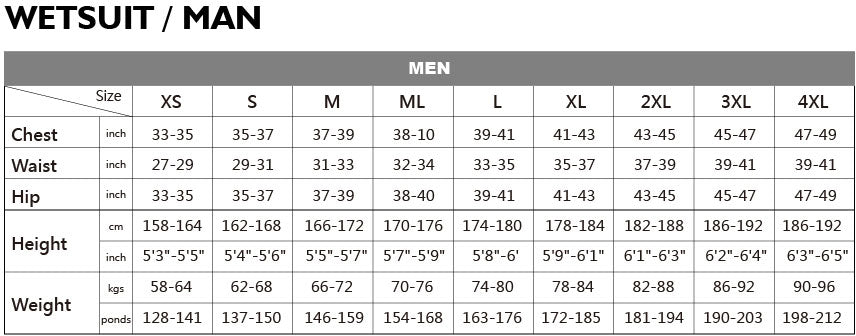 Cressi Womens Wetsuit Size Chart