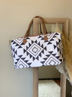 Black & White Aztec Weekender Bag - Amelias Style