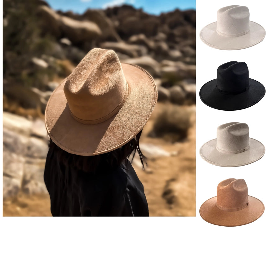Unisex Cowboy Cattleman Crown Flat Brim Hat