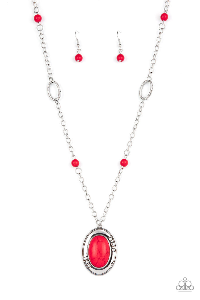 Mojave Meditation - Red Stone Necklace-Paparazzi | The Sassy Sparkle