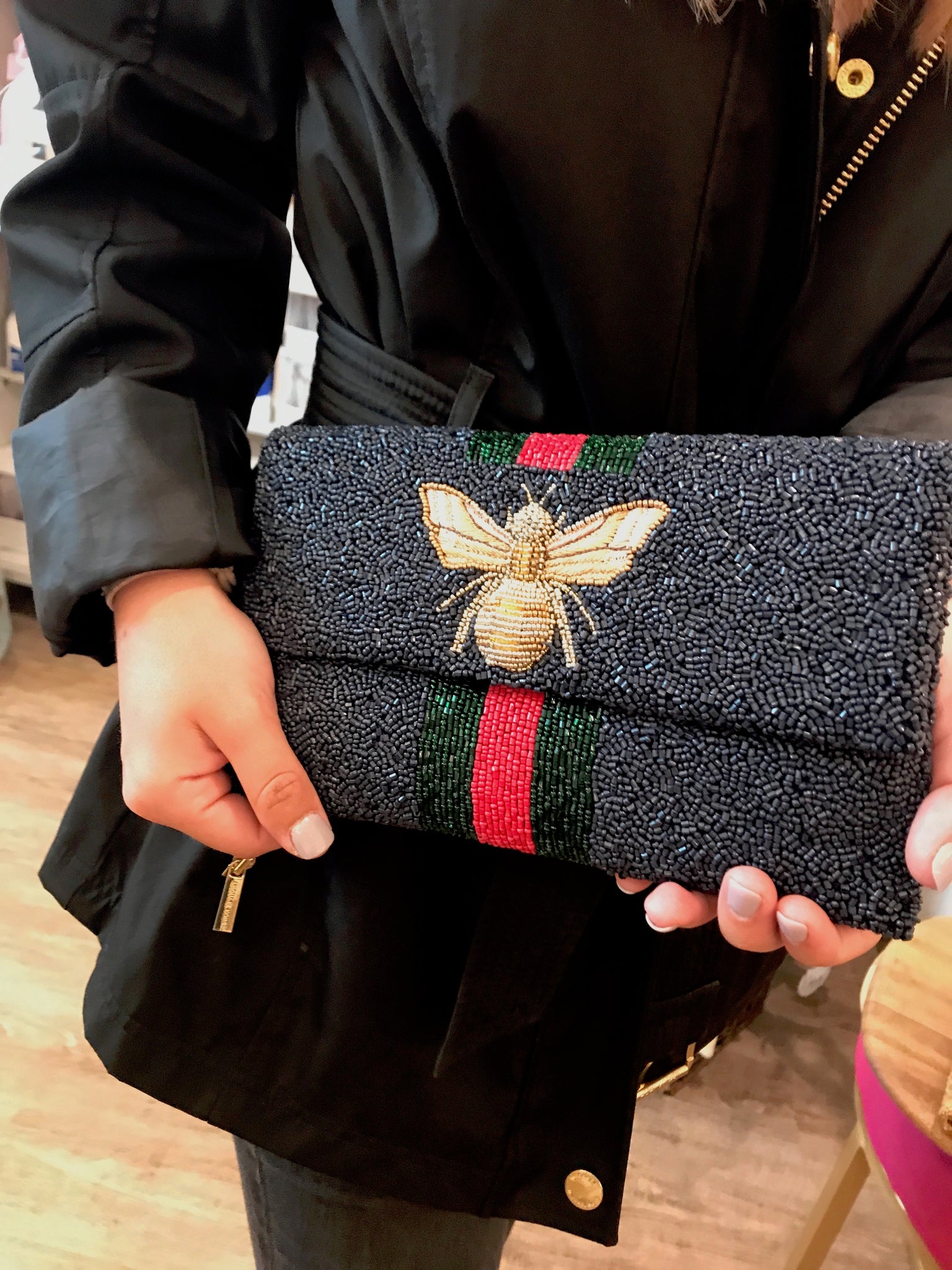 Gucci Inspired Beaded Bee Clutch 