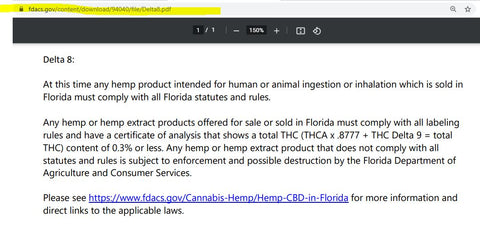 florida rules on delta 8 thc