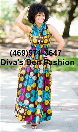 Printed V Neck Woven Maxi Dress - Dania's Fashion Boutique - Miami