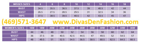 Dorinda Clark Cole Size Chart