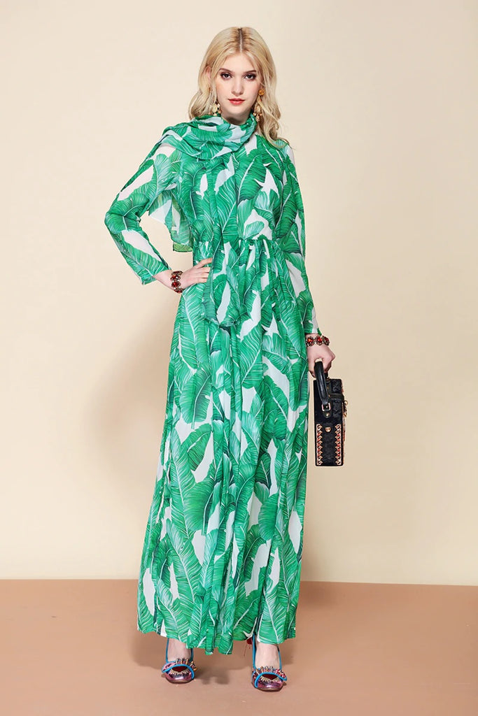 banana leaf maxi dress