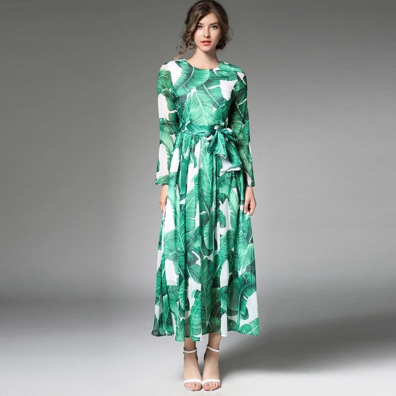 banana leaf maxi dress